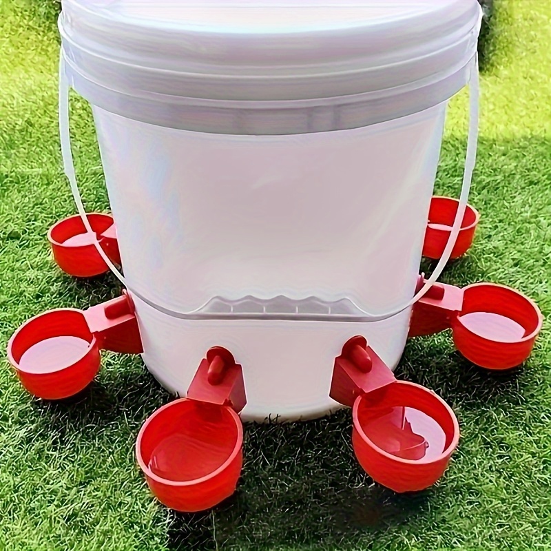 Chicken Nipple Drinker - ชุดเครื่องให้น้ำสัตว์ปีกอัตโนมัติ 5 ชิ้น, ระบบเครื่องให้น้ำไก่พลาสติกสีแดง - ชุดเครื่องให้น้ำแบบเติมน้ำเองสำหรับเป็ด,