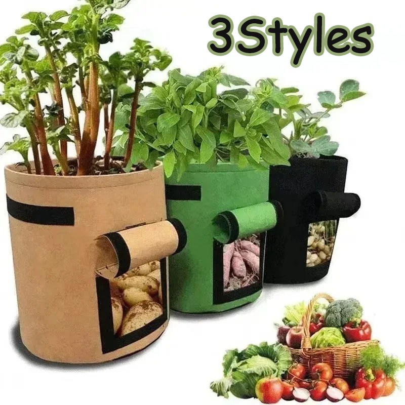 Agriculture Vertical Farming - ถุงผ้าสักหลาดสำหรับปลูกมันฝรั่งในสวนกระเป๋าปลูกต้นไม้ผ้าใยสังเคราะห์3สไตล์ถุงปลูกผักเรือนกระจกเครื่องมือแนวตั้งให้ความชุ่มชื้น