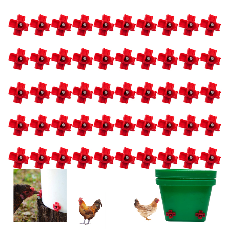 Chicken Nipple Drinker - เครื่องให้น้ำไก่อัตโนมัติ50ชิ้นถ้วยดื่มเล้าไก่นกกระทาจุกนมสำหรับฟาร์มสัตว์ปีก