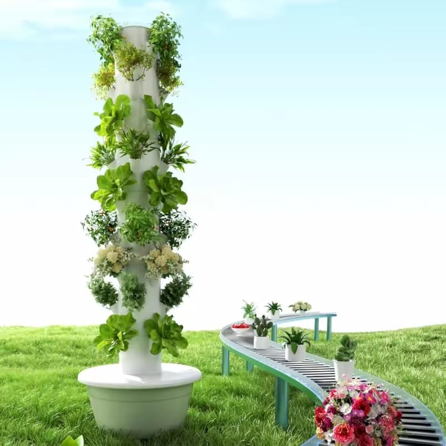 Agriculture Vertical Farming - หอปลูกพืชไฮโดรโปนิกส์แนวตั้งแบบแอโรโปนิกส์ สำหรับผลไม้และผัก 9 ชั้น 36 กระถาง